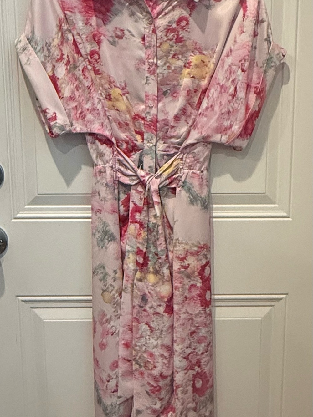 Steve Madden Pink Floral Satin Belted Dress
